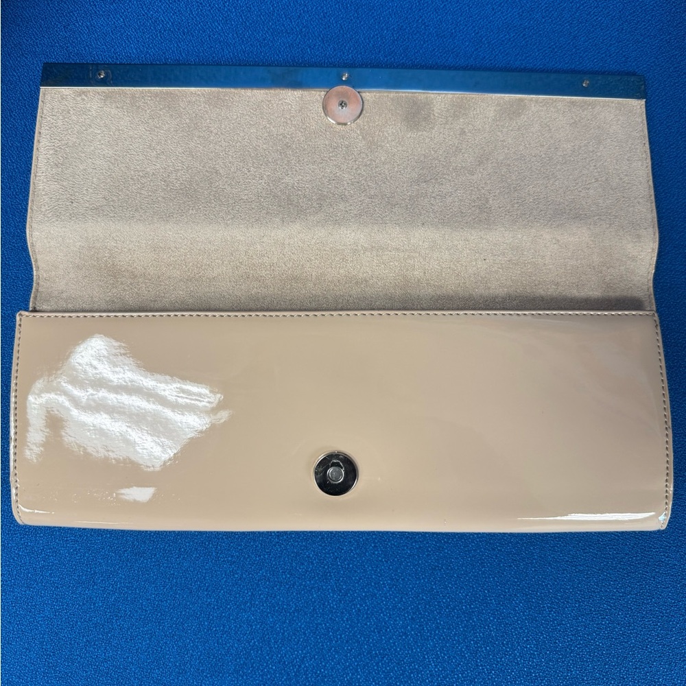 Aldo Clutch Nude Patent Leather with Silver Accent NWT - Picture 4 of 10